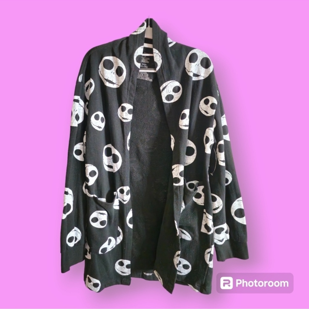 Nightmare Before Christmas Jack Skellington Black & White Open Cardigan Size XL